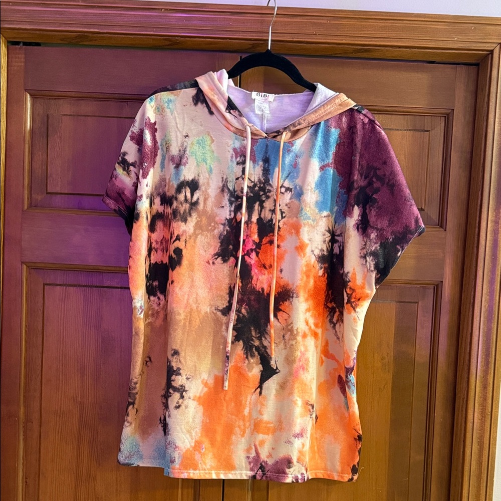 BiBi Multicolor Tie-Dye Short-Sleeve Hoodie